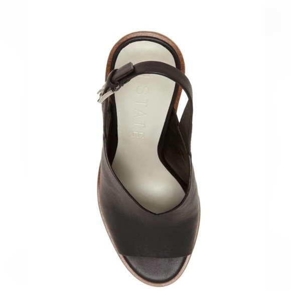 I State Genna Black Leather Upper Wedged Sandals - Picture 5 of 17